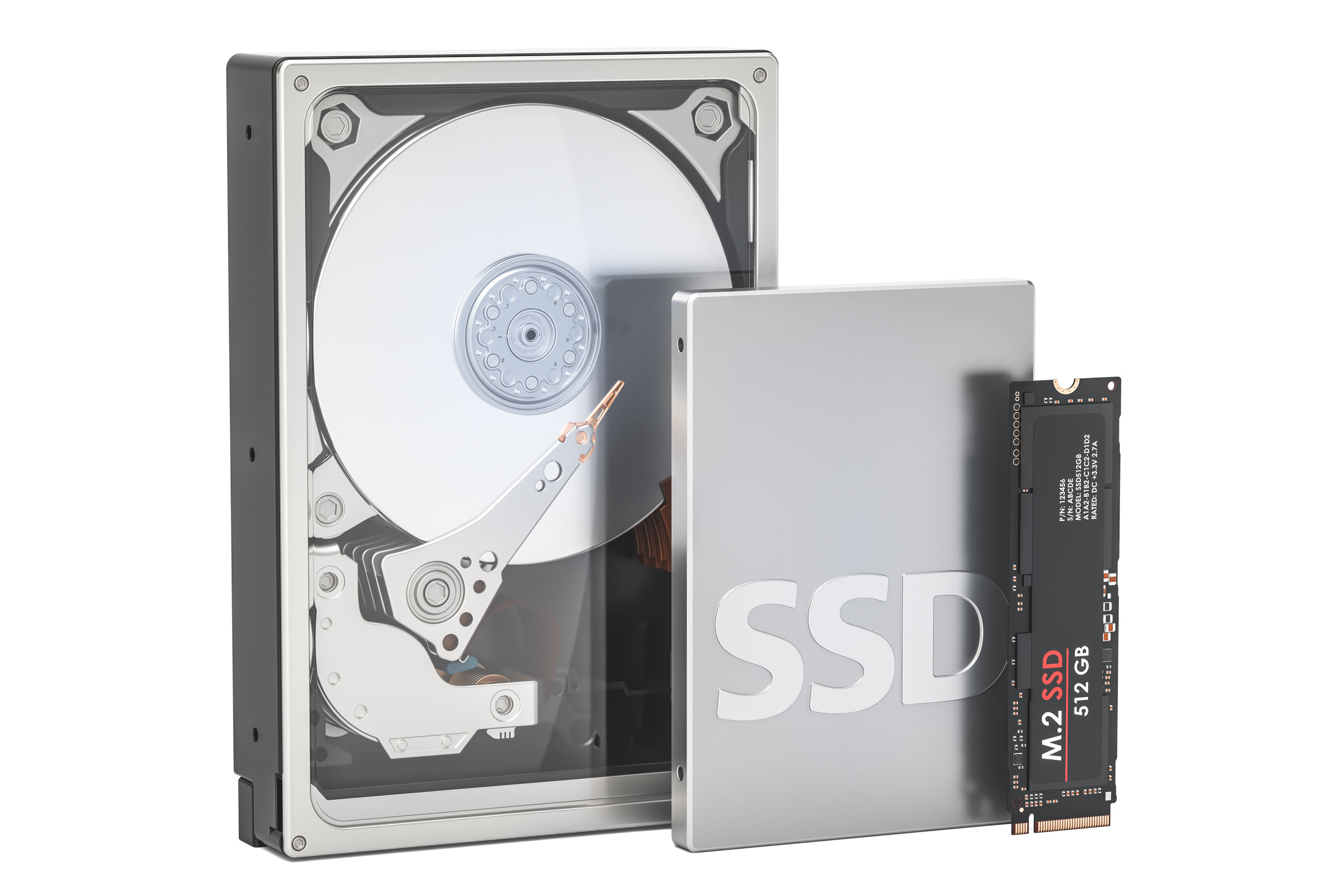 Hard Drive, SATA SSD and NVME SSD